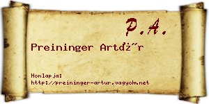 Preininger Artúr névjegykártya